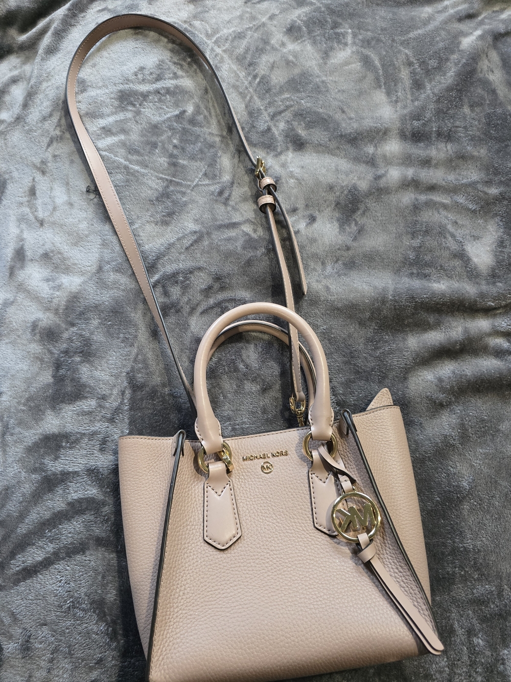 Michael Kors Women's Leather Crossbody Satchel in Light Taupe
